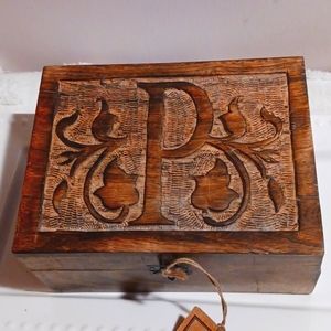 The Global Market hand carved wood storage chest  Unique! ⚜️👑⚜️